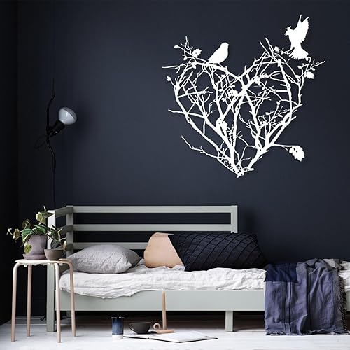 Miniatura 7 de Arte de pared de pájaro metálico, arte metálico de árbol con pájaros, arte de pared de corazón, arte de pared de metal árbol de la vida, decoración