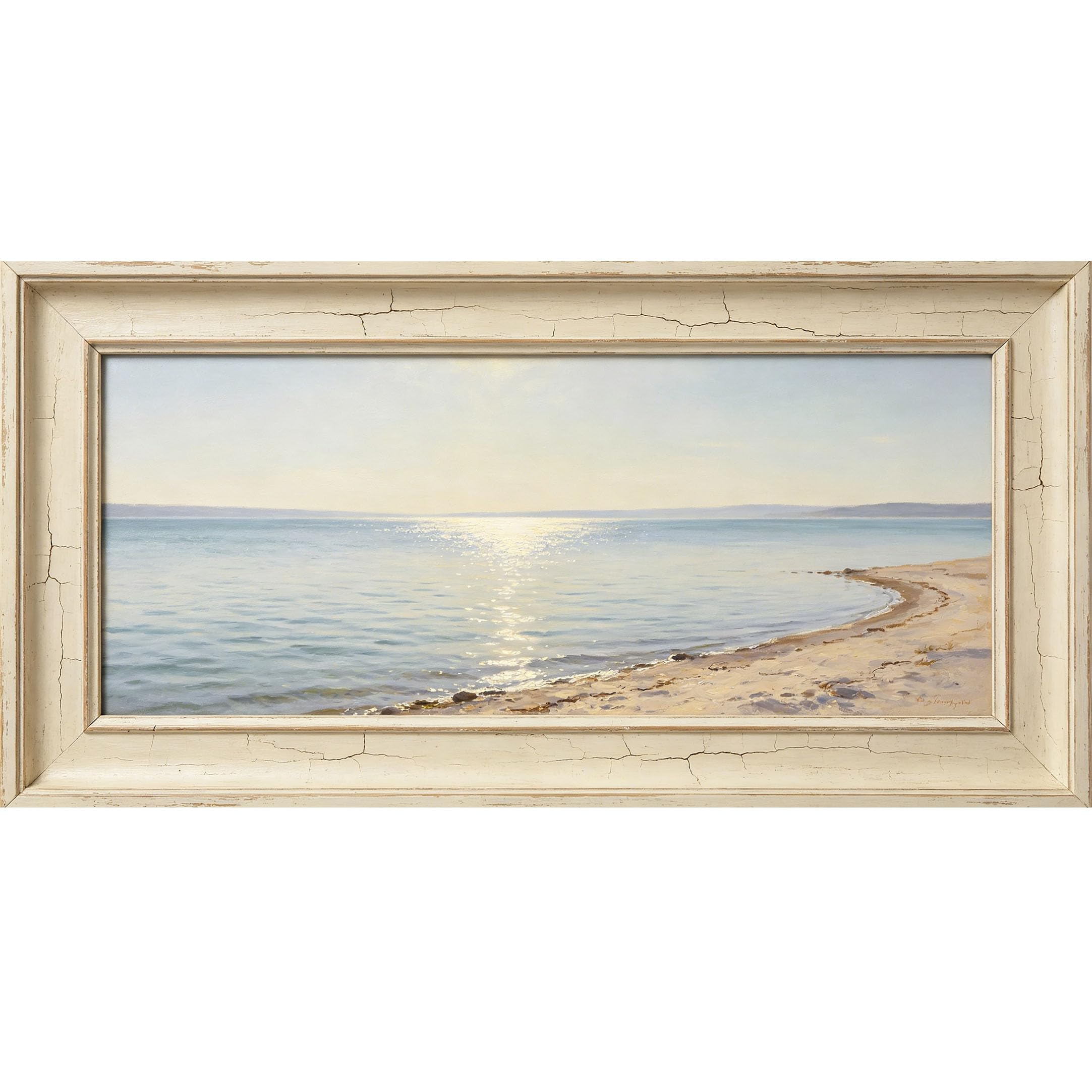Agglomerix 3D Framed Wall Art Coastal Landscape Ocean Shoreline Sun Reflection Oil Painting Large Size SelfAdhesive Removable Wall Decor Prints Artwork for Living Room Bedroom Office