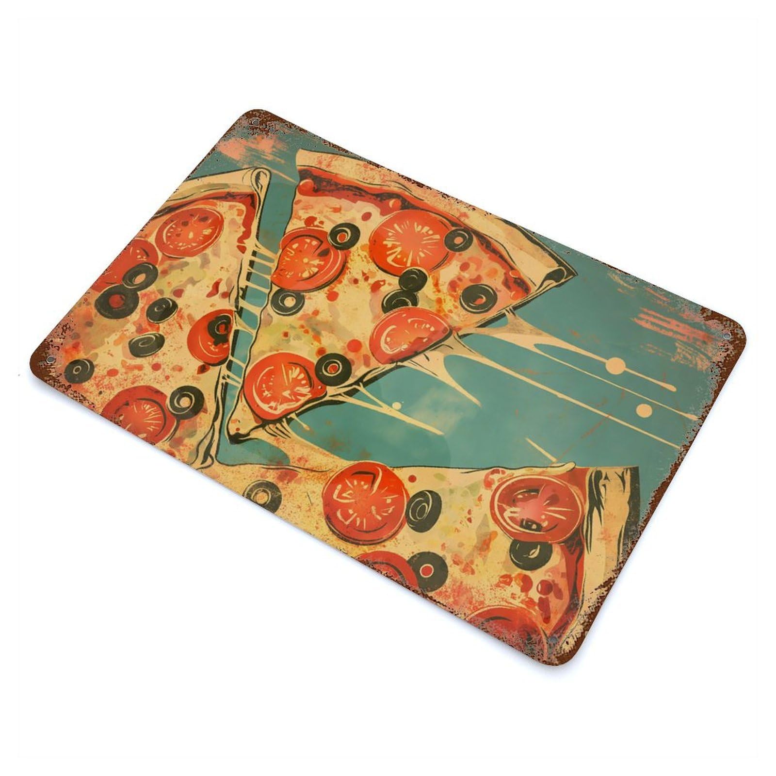 Pizza Vintage Weathered Tin Sign 11.8"x7.9", for Garage, Bar And Workshop Decor, Vintage Wall Decor