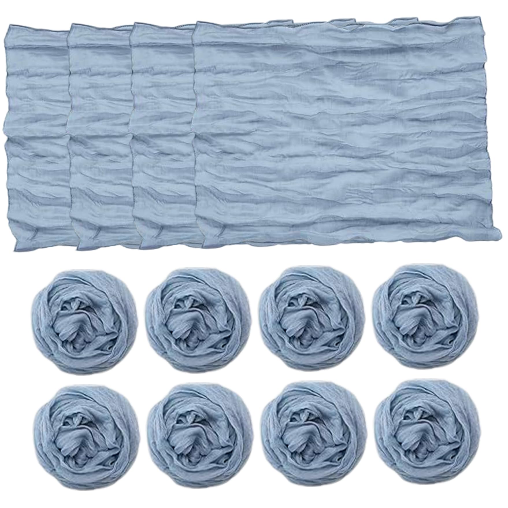 Ngbbby Cheesecloth Napkins 12PCS 20x20 Inch Crinkle Polyester Multipurpose Washable Dusty Blue
