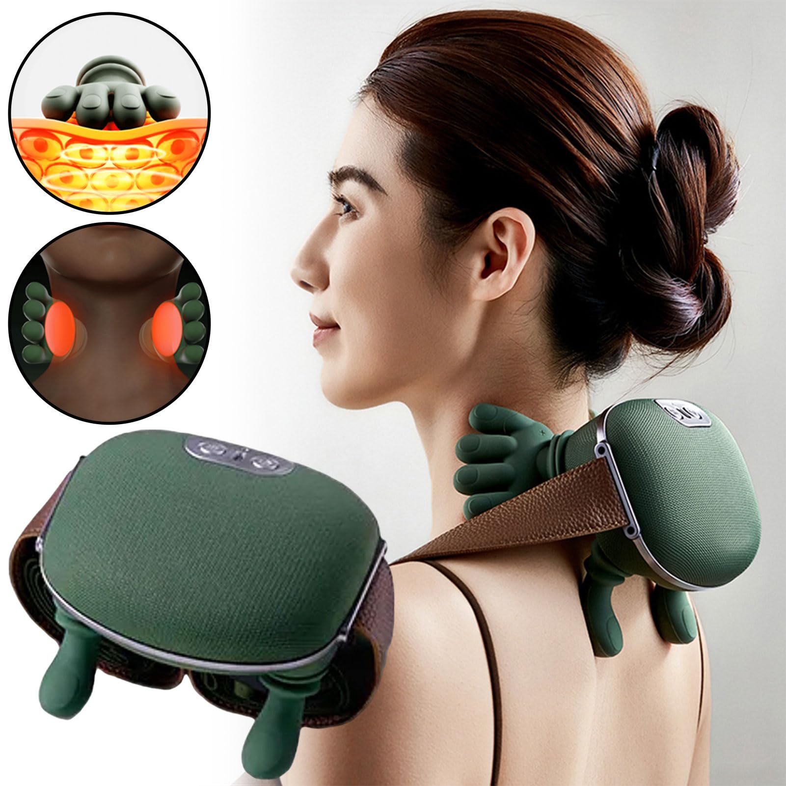 Mistrz masażu na ramię, symulacja rąk Shiatsu, ugniatanie 3D i terapia cieplna, regulacja 3 prędkości, na ramiona, szyję, plecy, dolną część brzucha, głęboka ulga w bólu tkanek