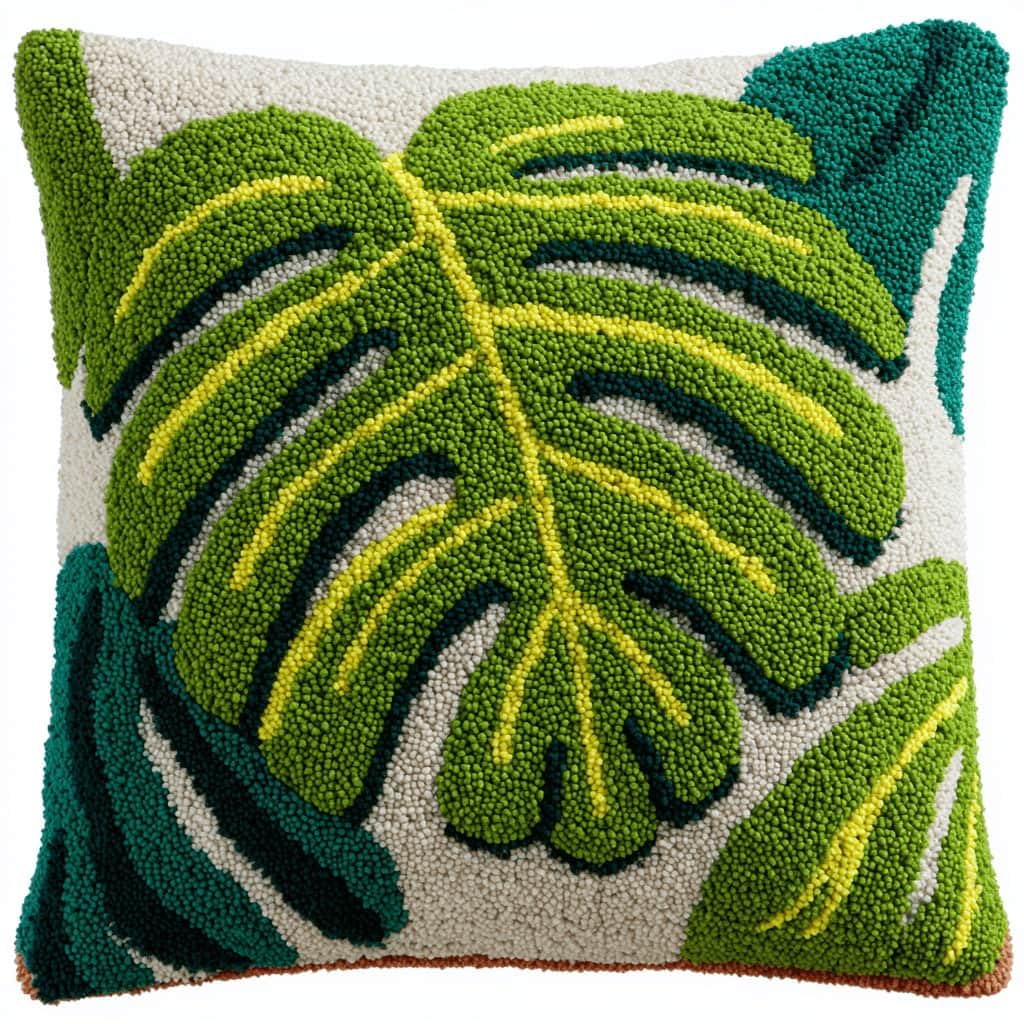 Kitquiver Latch Hook Kits Donkey for Adults,Leaf DIY Latch Hook Cushion Kits and Latch Rug Kits Cross-Stitch Embroidery Cushion Cover for Home Sofa Decoration 17X17 in