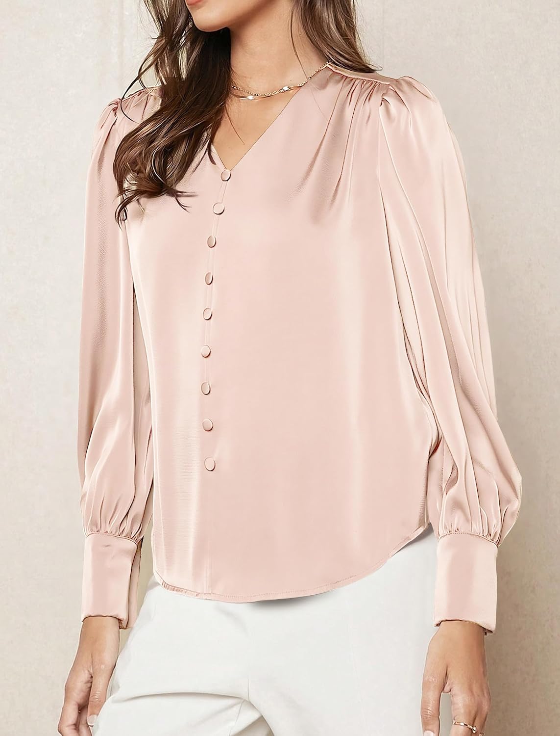 Satin Blouses for Women Dressy Casual Silk Long Sleeve Shirts Business Casual Tops Fall Clothes Outfits 2026