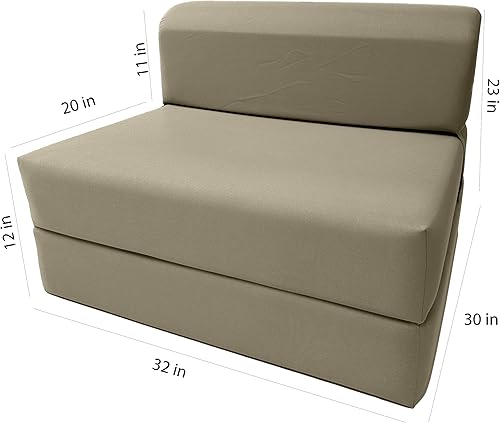 Miniatura 2 de D & D Futon Furniture Tan Sleep Chair cama plegable de espuma, colchón de sofá 6 x 32 x 70, espuma de densidad de 1.8 libras