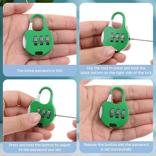 Miniatura 4 de Moxweyeni 10 combinaciones de 3 dígitos, candado seguro de cifrado, mini combinación de números reiniciables para maletas, equipaje, maletines,
