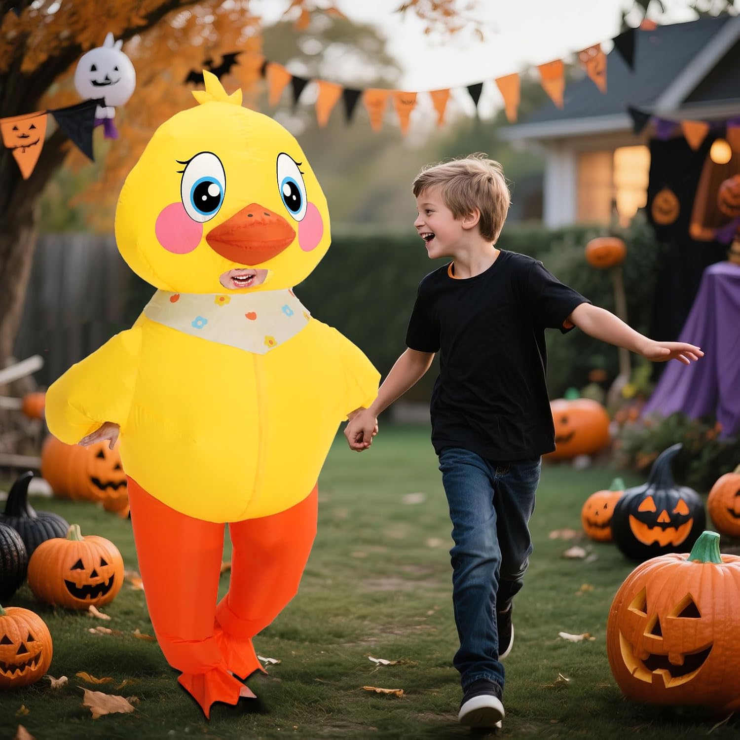 Inflatable Duck Costume Kids,Halloween Blow up Costumes Funny Animal Costumes for Boys Girls Cosplay Party - Image 5