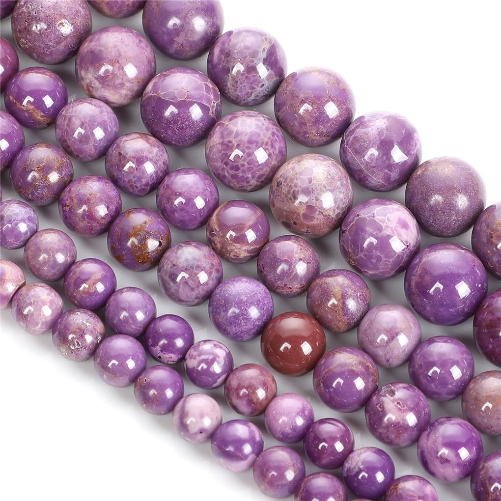 Perles violettes rondes en pierre naturelle pour créer votre propre bracelet à breloques