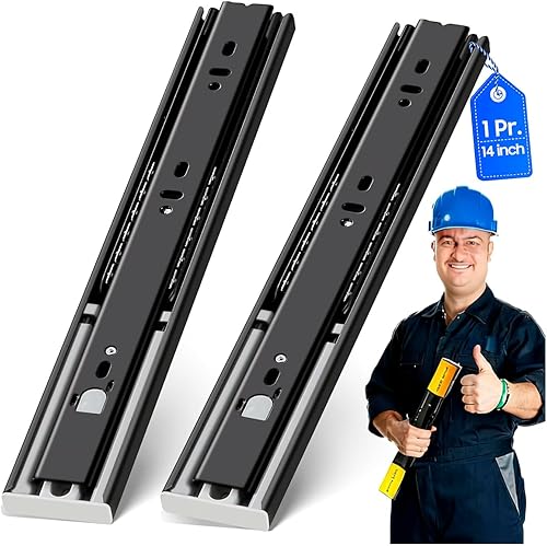 Miniatura 13 de YENUO Rieles Deslizantes de Extensión Completa de Montaje Lateral de 10 12 14 16 18 20 22 24 Pulgadas con Rodamientos de Bolas para Cómoda Gabinete