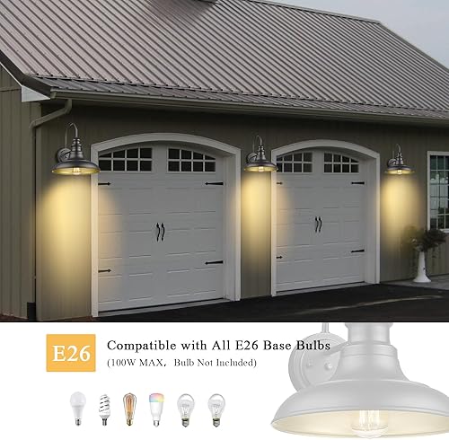 Miniatura 9 de Lámpara de granero para exteriores con sensor de anochecer a amanecer, lámpara de pared para exteriores de 12.3 pulgadas, lámpara de montaje en