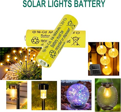 Miniatura 3 de 1.2V 800mAh NI-CD AA Baterías recargables de alta capacidad para jardín paisajismo luces solares, 12 paquetes