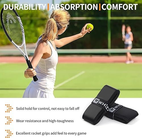 Miniatura 3 de Tennis Racket Grip Tape, Precut Anti Slip Tennis Grip Tape, Super Absorbent Dry Feel Tennis Grips Overgrip for Tennis, Pickleball Negro