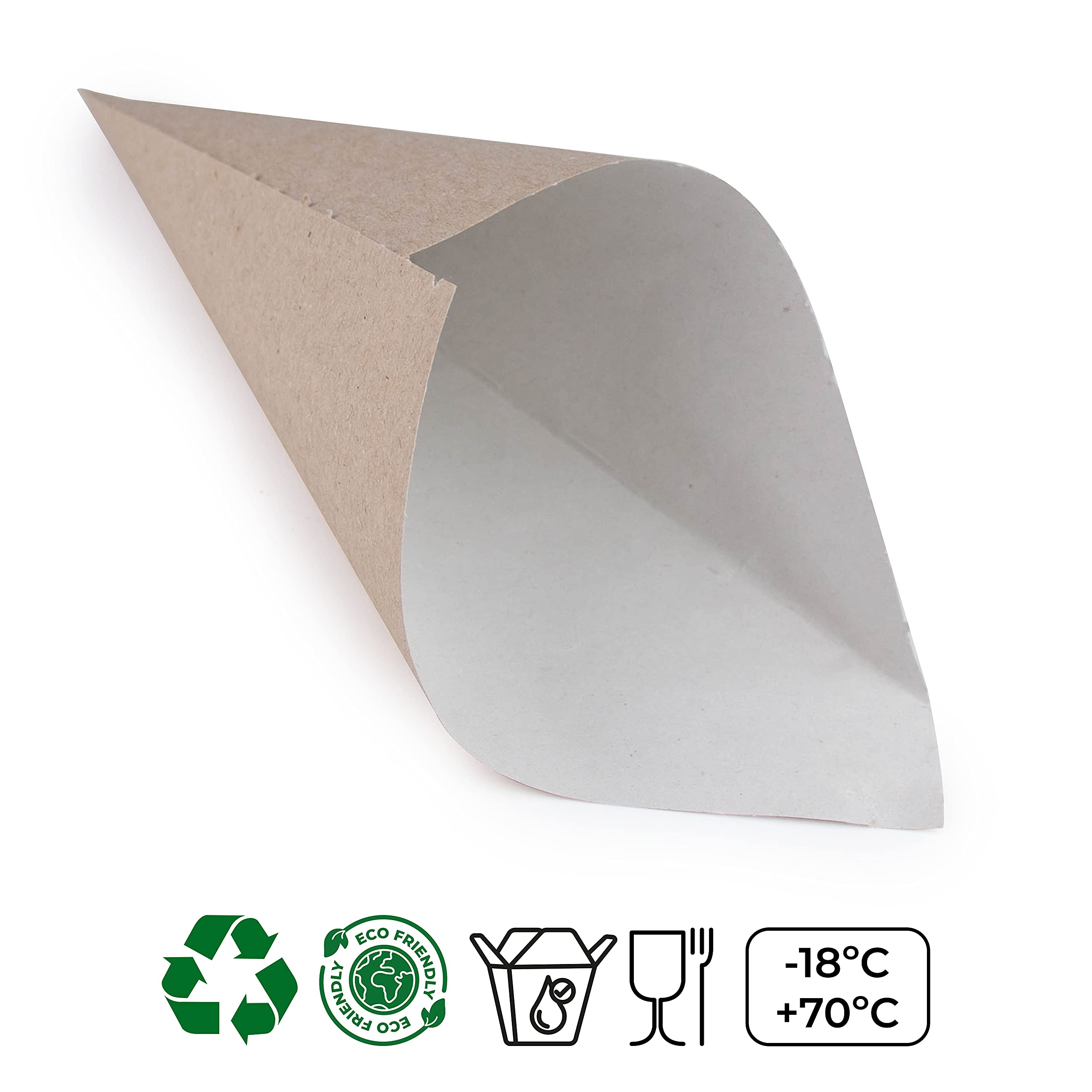 Extiff – Lote de 100 conos de cartón reciclados con marrones calientes o frutas secas o frescas, 100% reciclable, para eventos y bodas (cornet 17 x 24)
