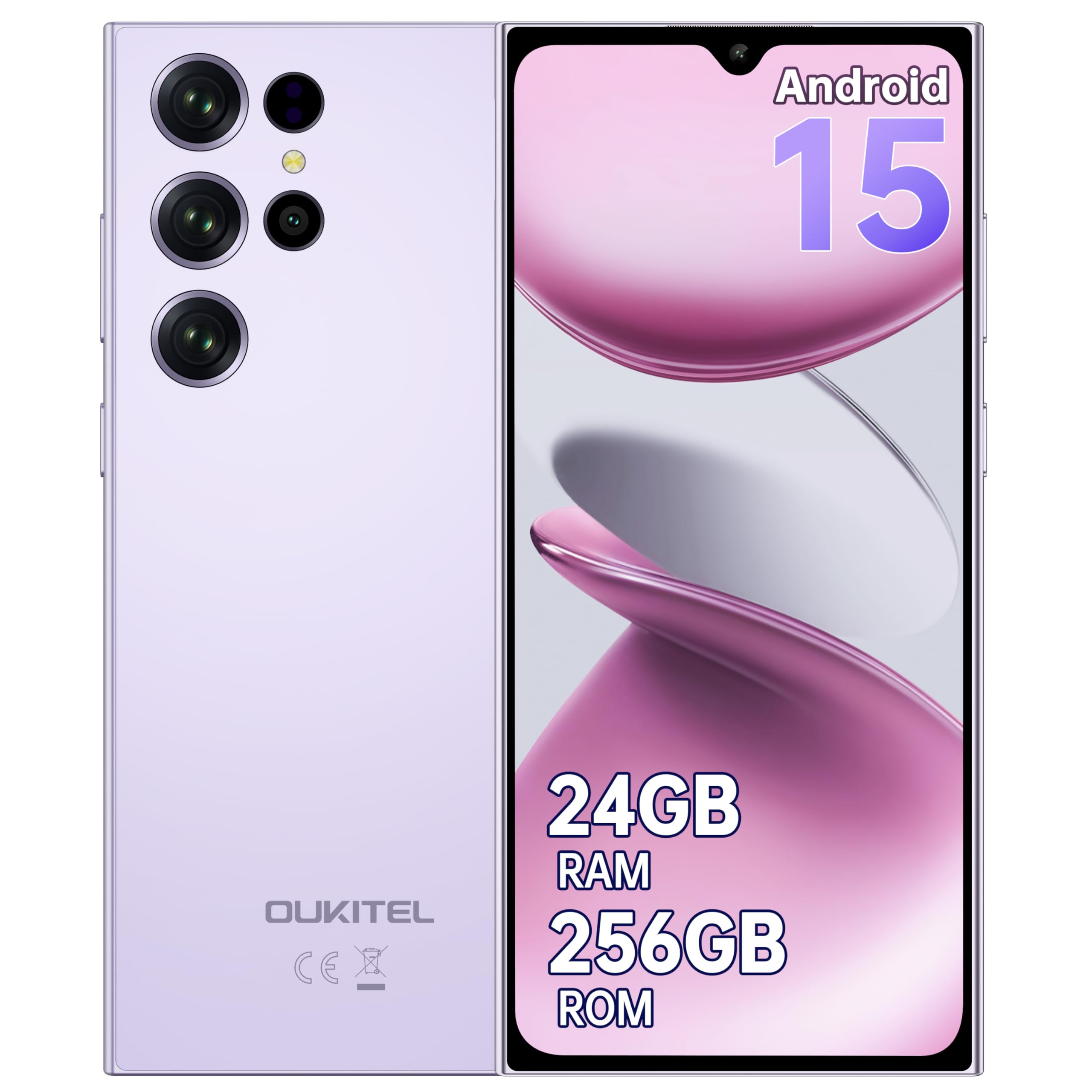 OUKITEL C61 Pro Handy Ohne Vertrag Android 15, 24GB+256GB/1TB