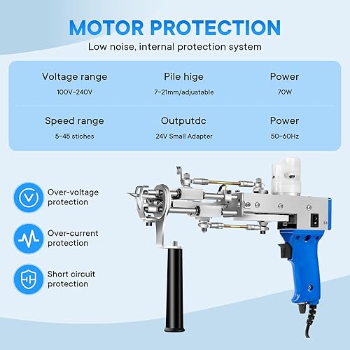 Miniatura 19 de Pistola de acolchonamiento con kit de recortadora de alfombras, pistola de alfombra con tijeras de acolchonamiento, 2 en 1 de corte de pistola