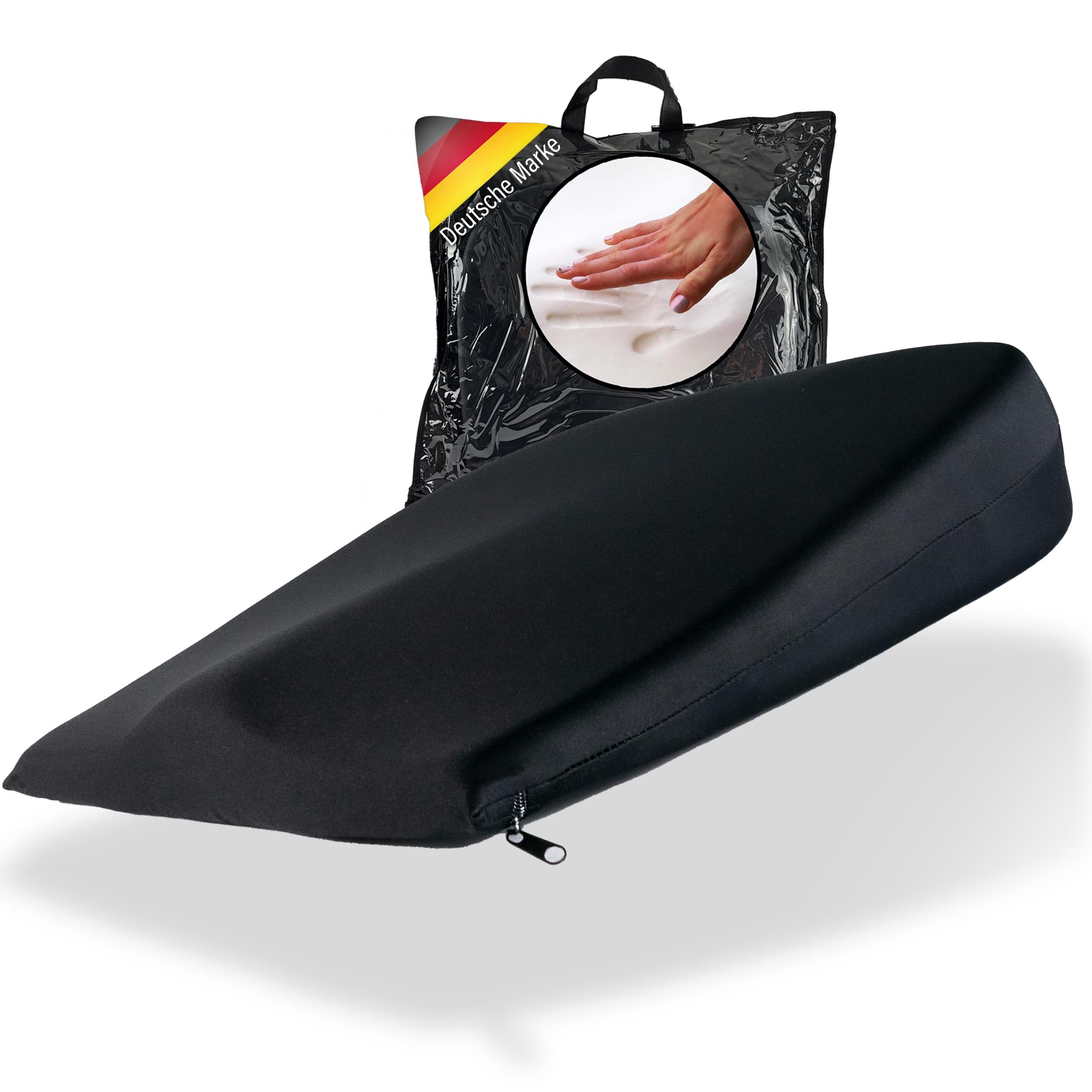 Supply24 Gelschaum Keilkissen 41x38x8 cm Sitzkissen ergonomische Sitzerhöhung Autositzkissen Stuhlkissen Sitzkeilkissen für Rollstuhl Bürostuhl Rückenschmerzen Antidekubitus Entlastung