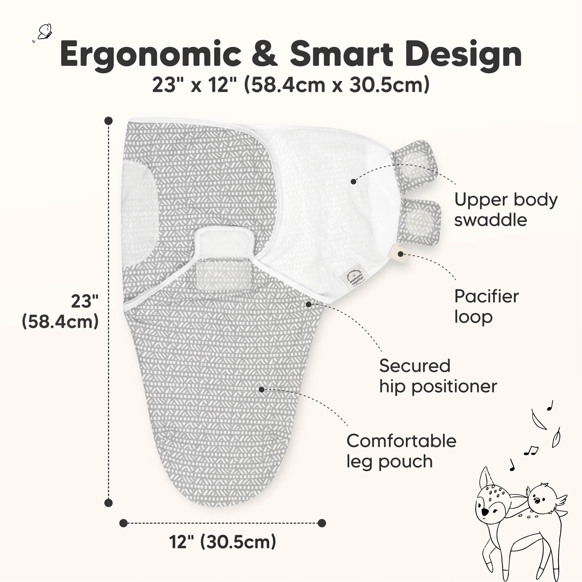 KeaBabies 3-Pack Organic Baby Swaddle Sleep Sacks - Swaddles for Newborns, Infant 0-3 Months, Baby Girls, Boys, Soft & Snug Newborn Sleep Sack, Nursery Swaddling Blankets (Nordic)