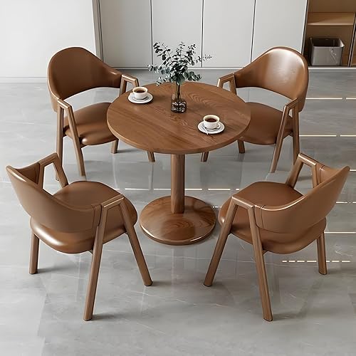 Miniatura 14 de YVYKFZD Mesa de recepción de oficina, mesa de club, mesa de conferencias redonda pequeña, juego de mesa de centro de 5 piezas, juego de mesa de