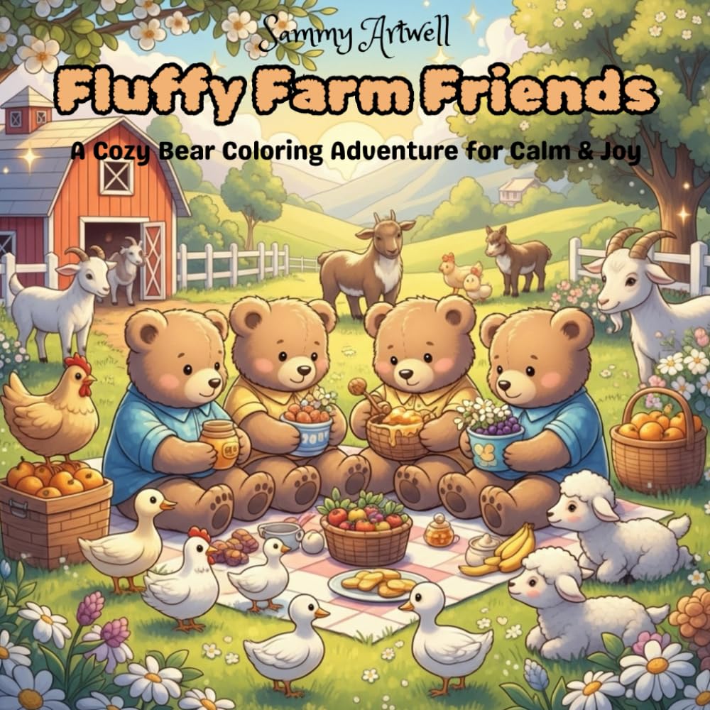 Fluffy Farm Friends: A Cozy Bear Coloring Adventure For Calm & Joy
