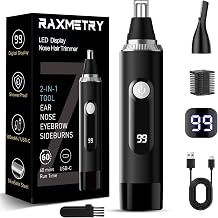 Nose Hair Trimmer for Men and Women,2026 Professional Painless IPX7 Waterproof Eyebrow & Facial Hair Trimmer,USB Rechargeable with LED Display Dual-Edge Blades for Smoother Cutting,BlackSilver