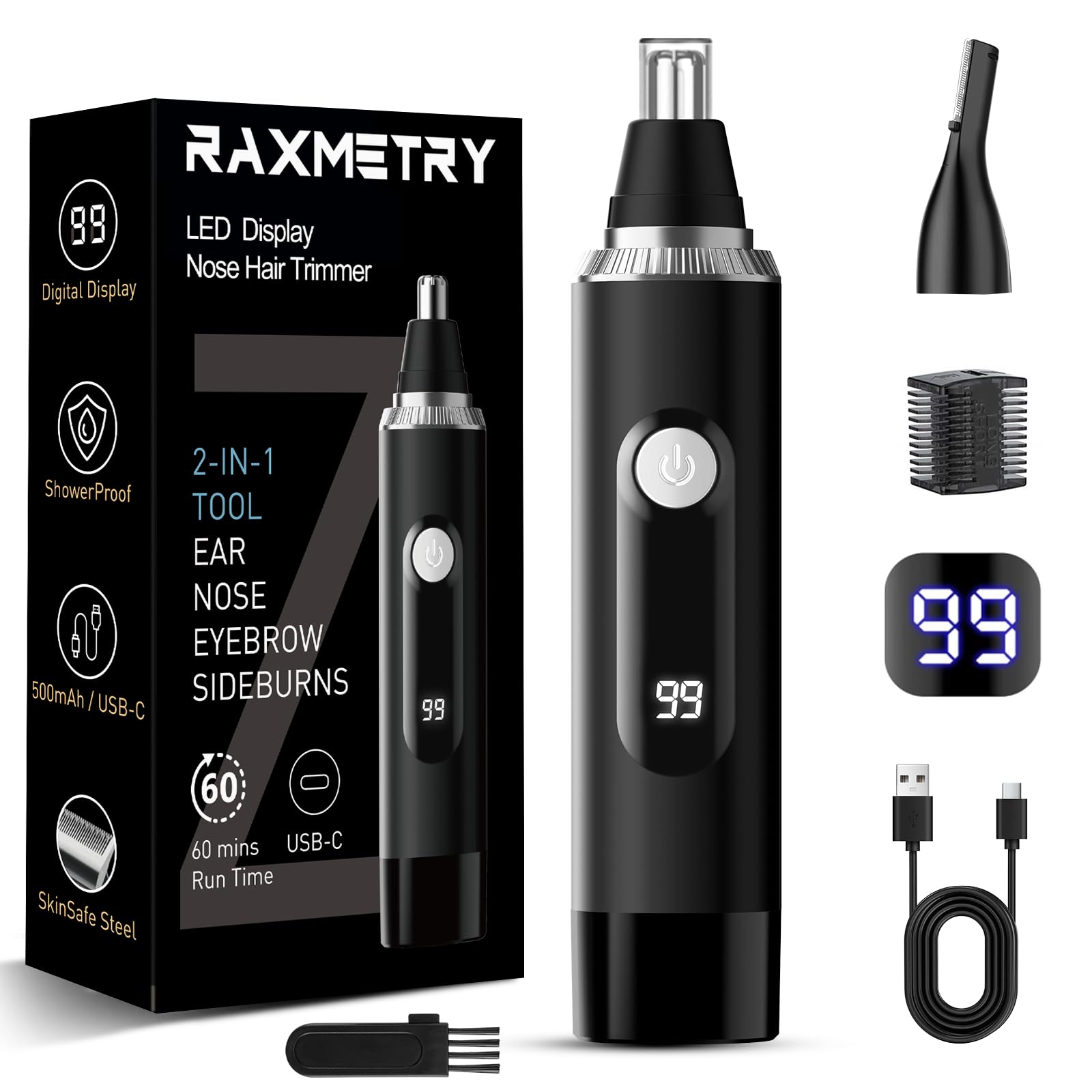 Photo 1 of RAXMETRY Nose Hair Trimmer - Black & Silver