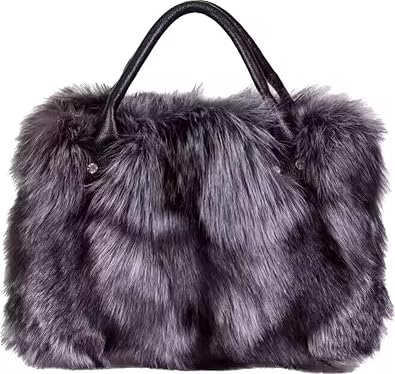 D-01 Luxury Real Fox Fur Handbag For Women Ladies Furry Shoulder Bag Purse Colorful Silver Bags Big Capacity Fashion