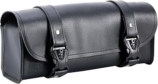 Dream Apparel Motorcycle Tool Fork Bag, PU Leather Front Bag for Motorcycle Front Fork Handlebar Universal Sissy Bar Roll Storage Pouch