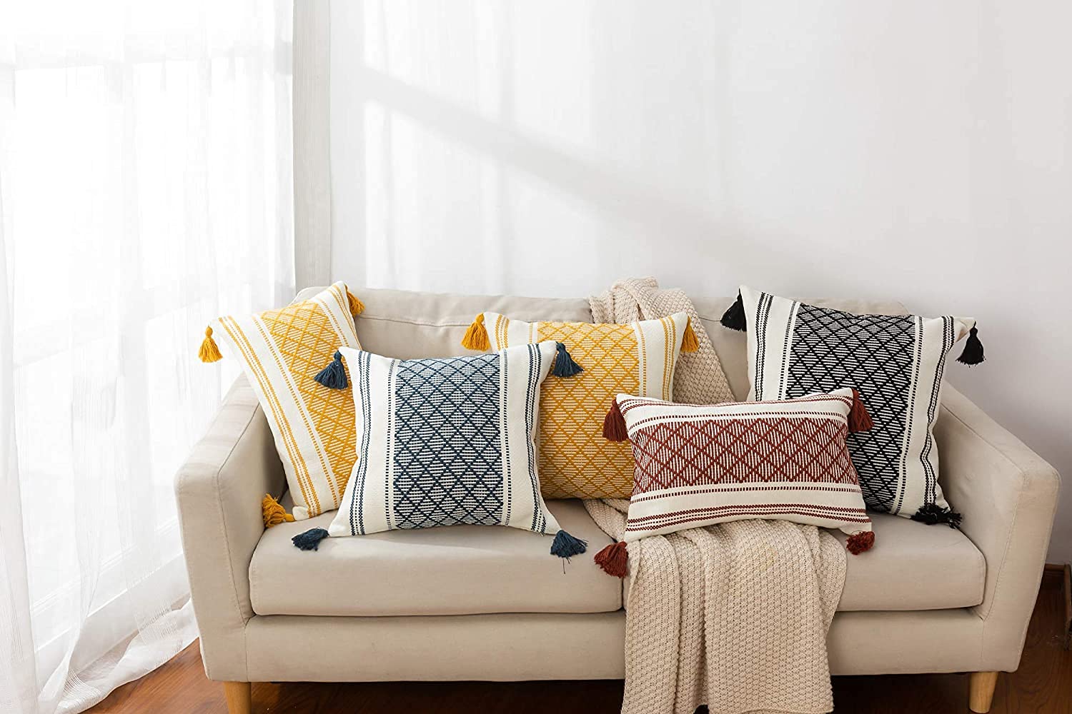 Outdoor Kissen 30x30 Cm 2er Set - Wetterfest Boho Deko Garten