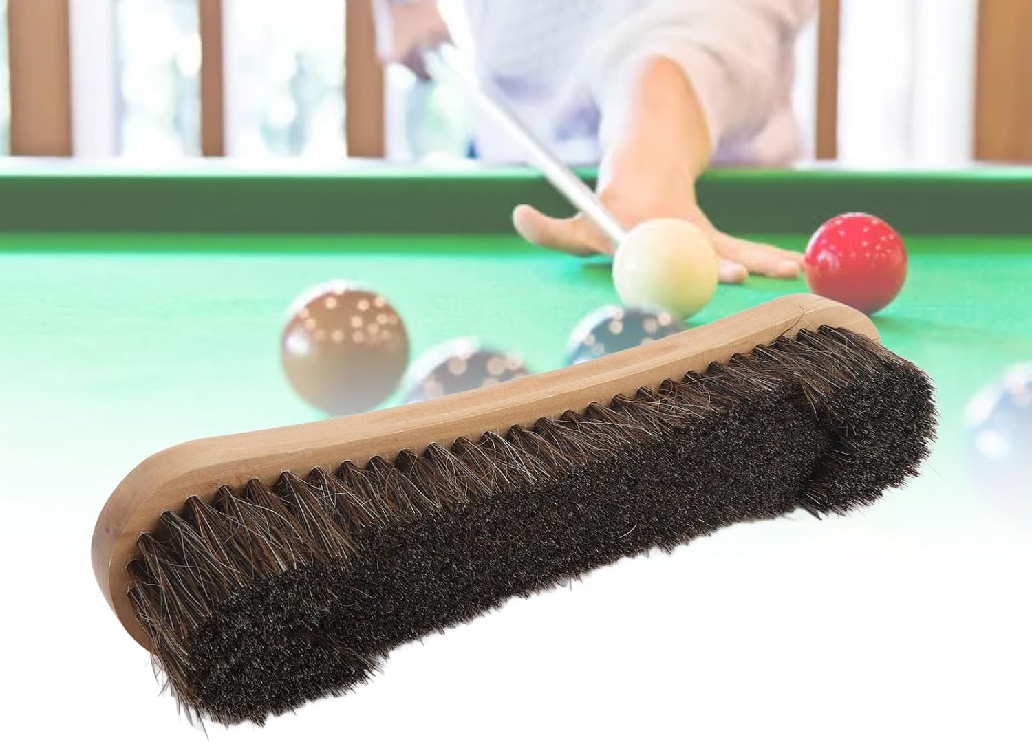 Agatige Pool Table Brush for Felt, 12in Horse Hair Billiard Track Brush Pool Table Cleaning Tool Billiards Table Snooker Accessorie for Dust and Garbage, Billiard Lovers