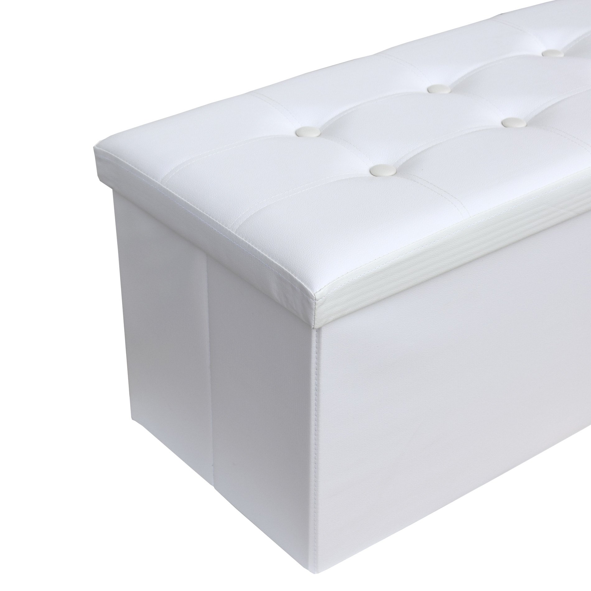 Rebecca Mobili Puff contenitore poggiapiedi moderno, seduta sedia bianca, arredamento casa salotto, living - Misure 38 x 76 x P 38 cm (HxLxP) - Art. RE4620