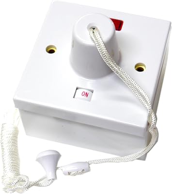 45 amp shower switch ceiling pull cord with 44mm surface backbox - double pole