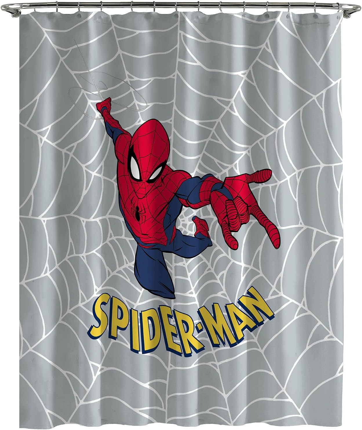 Jay Franco Marvel Spiderman Fabric Shower Curtain - Kids Grey Bathroom Decor