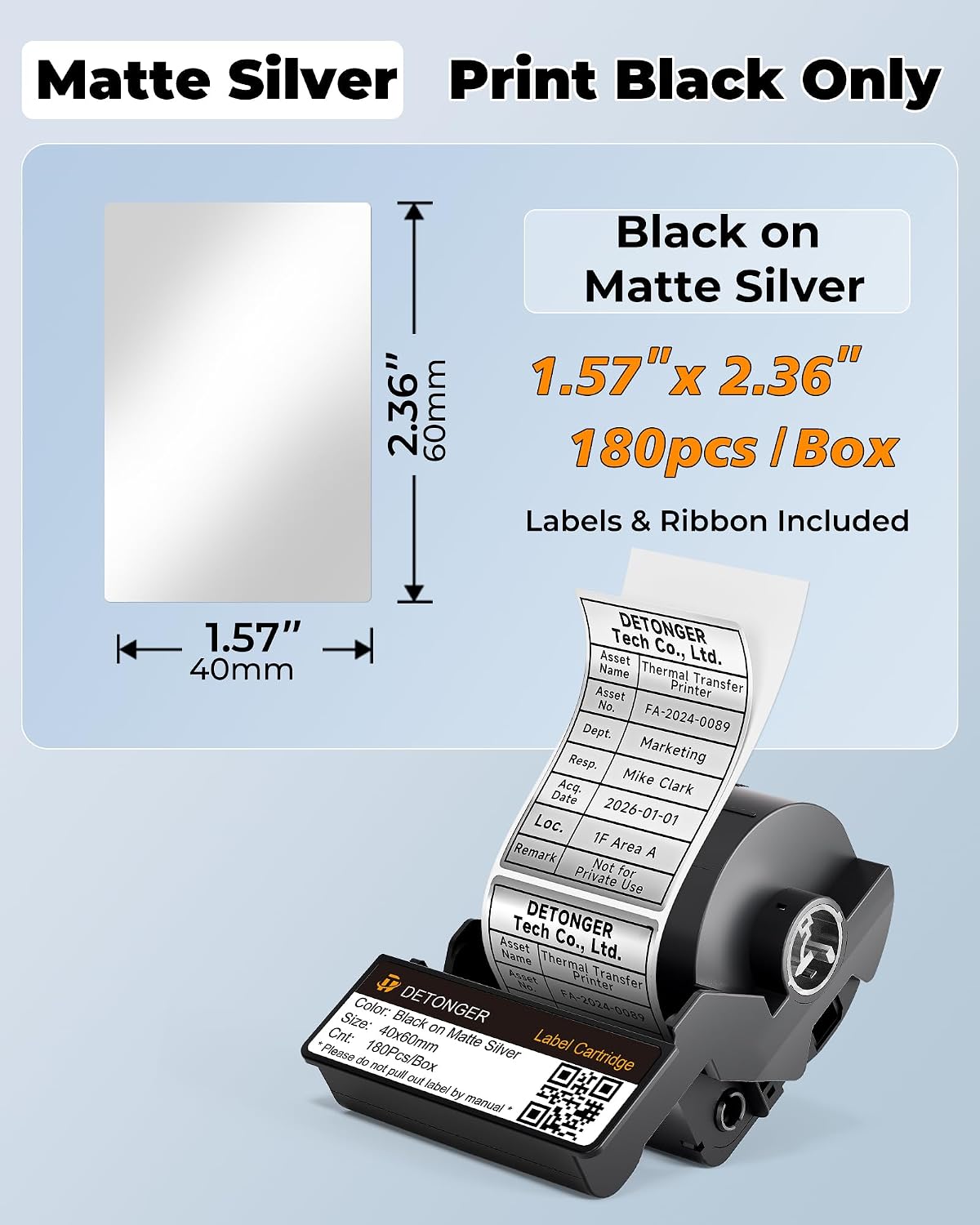 DT5150P PET Labels - UV Resistant, Weatherproof & Colorfast, All-in-One Thermal Transfer Ribbon Cartridge, Heavy-Duty for Indoor/Outdoor Use, Fits DT5150/5150P/350/353 Industrial Label Makers
