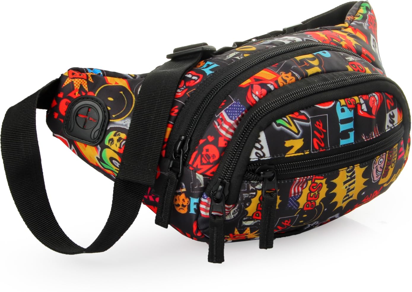 Polyester Waist Pack Travel Handy Hiking Zip Pouch Document Money Phone Belt Sport Bag for Men and Women and Adult | Multicolor | Fluffy Printed Front Zip waistbag fkh-image-36