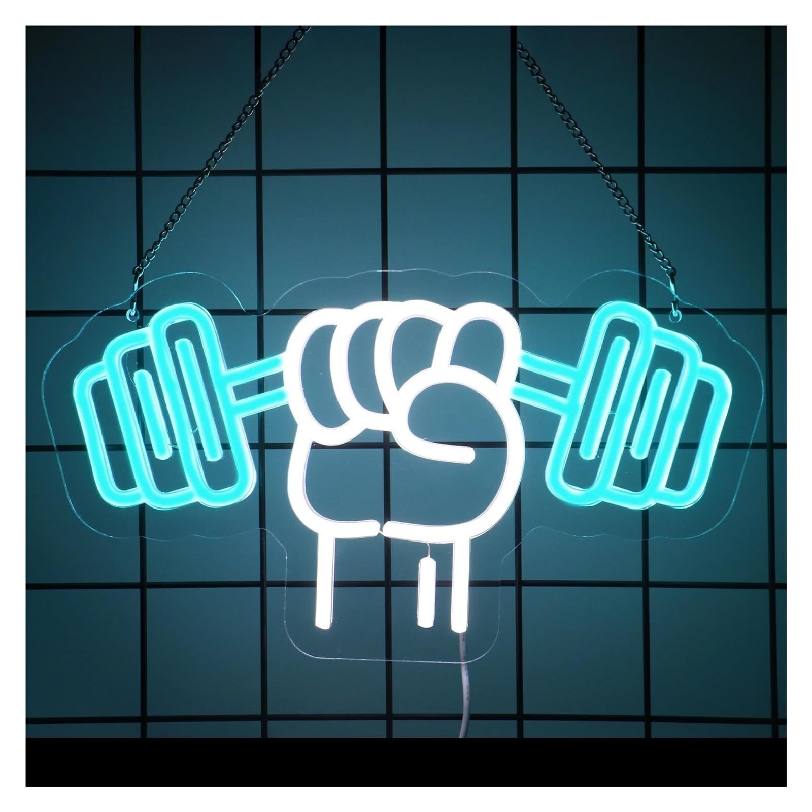 LEMST Signs Lamp Dumbbell Neon Sign Barbell Weightlifting Light Gym Wall Decoration for Workout Room Fitness Sport Club Teens Boys Room Wall Decor 35cmx18cm