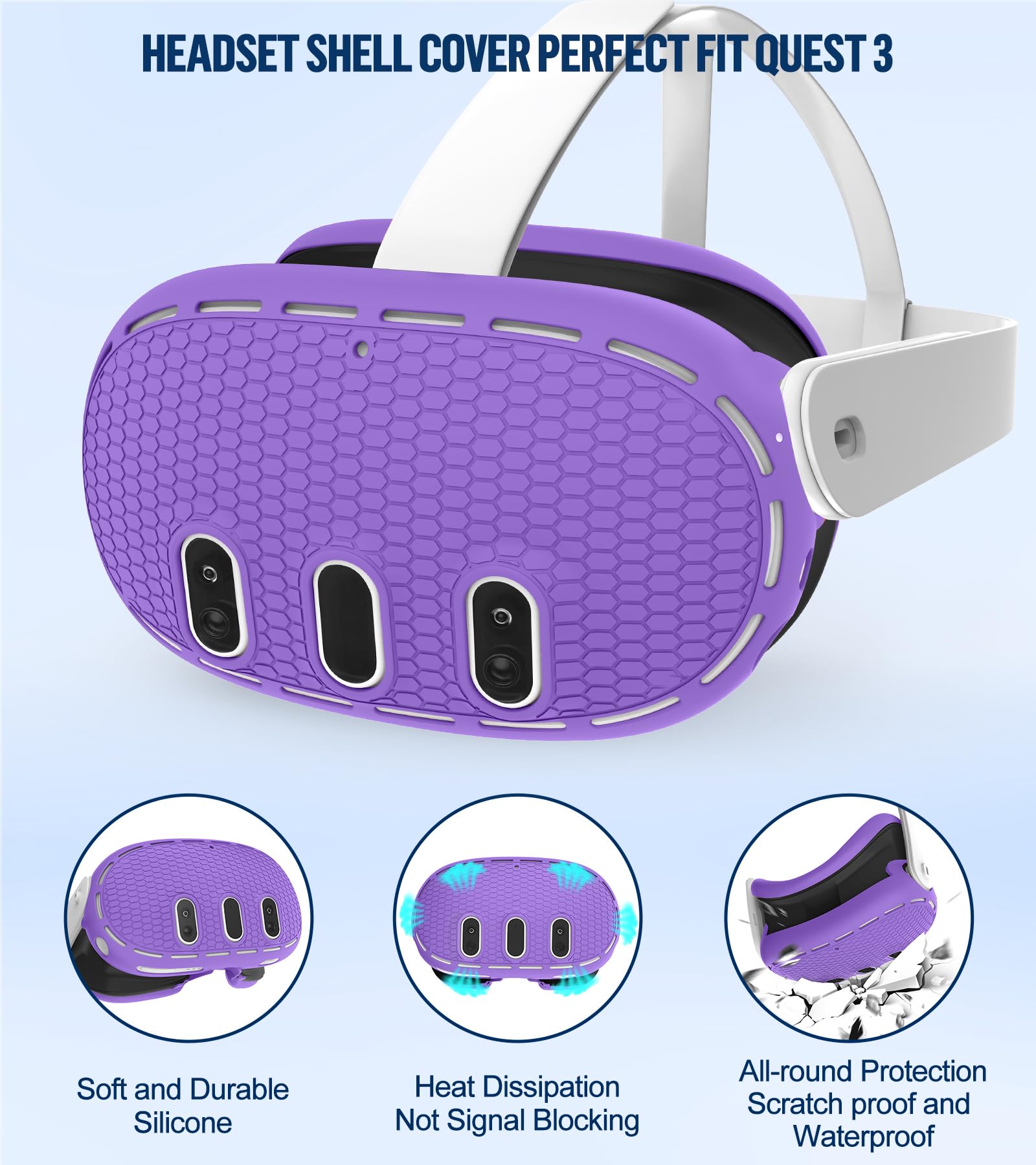 Juego de fundas de silicona compatibles con Oculus/Meta Quest 3, funda de agarre para controlador táctil, cubierta de carcasa de realidad virtual, cubierta de interfaz facial, cubierta protectora de