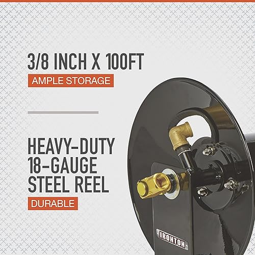 Miniatura 3 de Ironton Carrete de manguera de aire - Soporta 38 pulgadas x 100 pies. Manguera