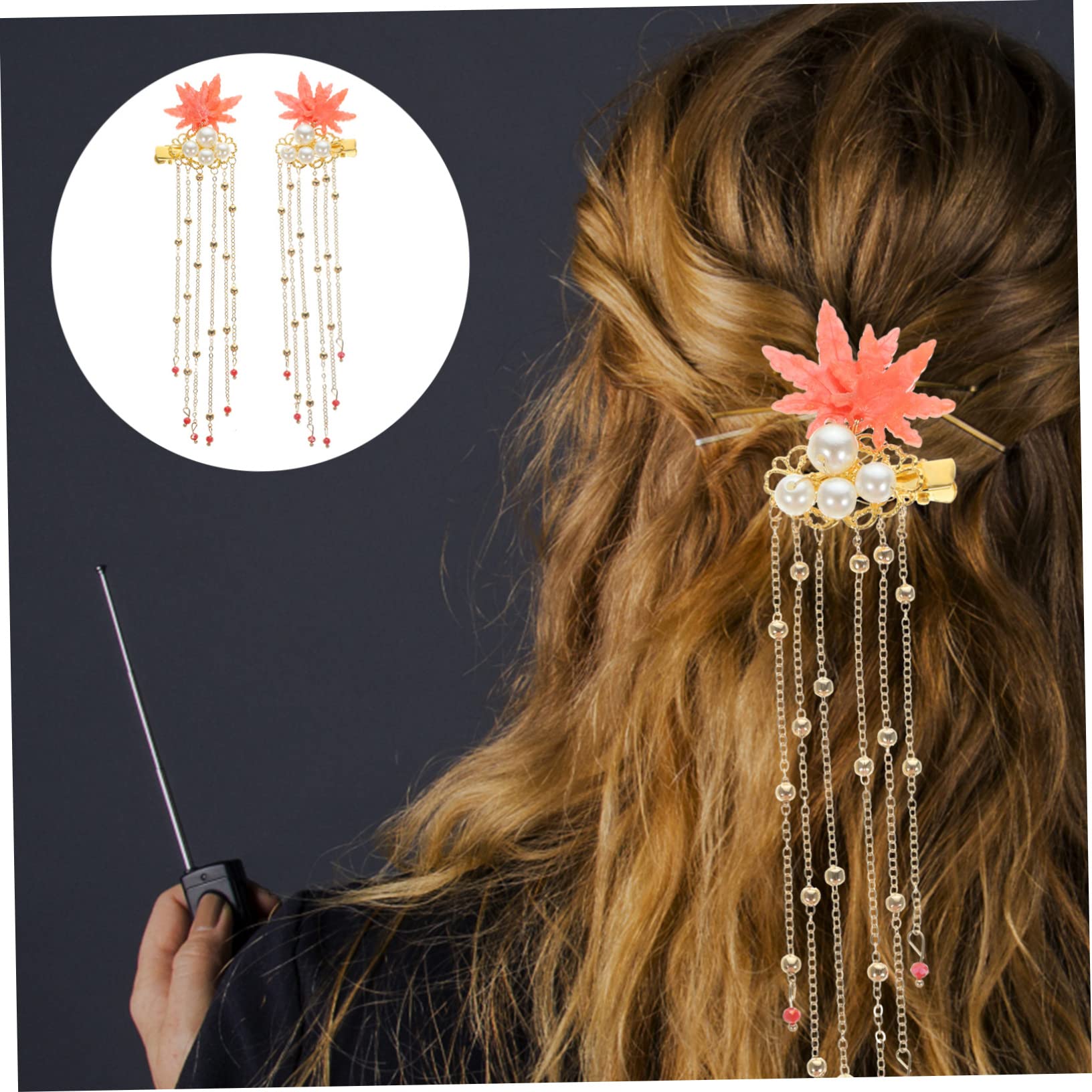 MAGICLULU 5pares Horquillas De Pelo Diseño Arce y Largos Flecos Accesorios Cabello De y Adolescentes Para Bodas y