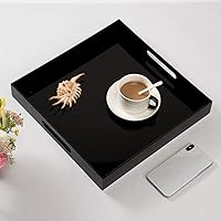 Vista 91 de Bandeja de servir de acrílico blanco brillante con asas resistentes - 10x15 pulgadas - Bandeja para servir café, aperitivos, desayuno, mayordomo
