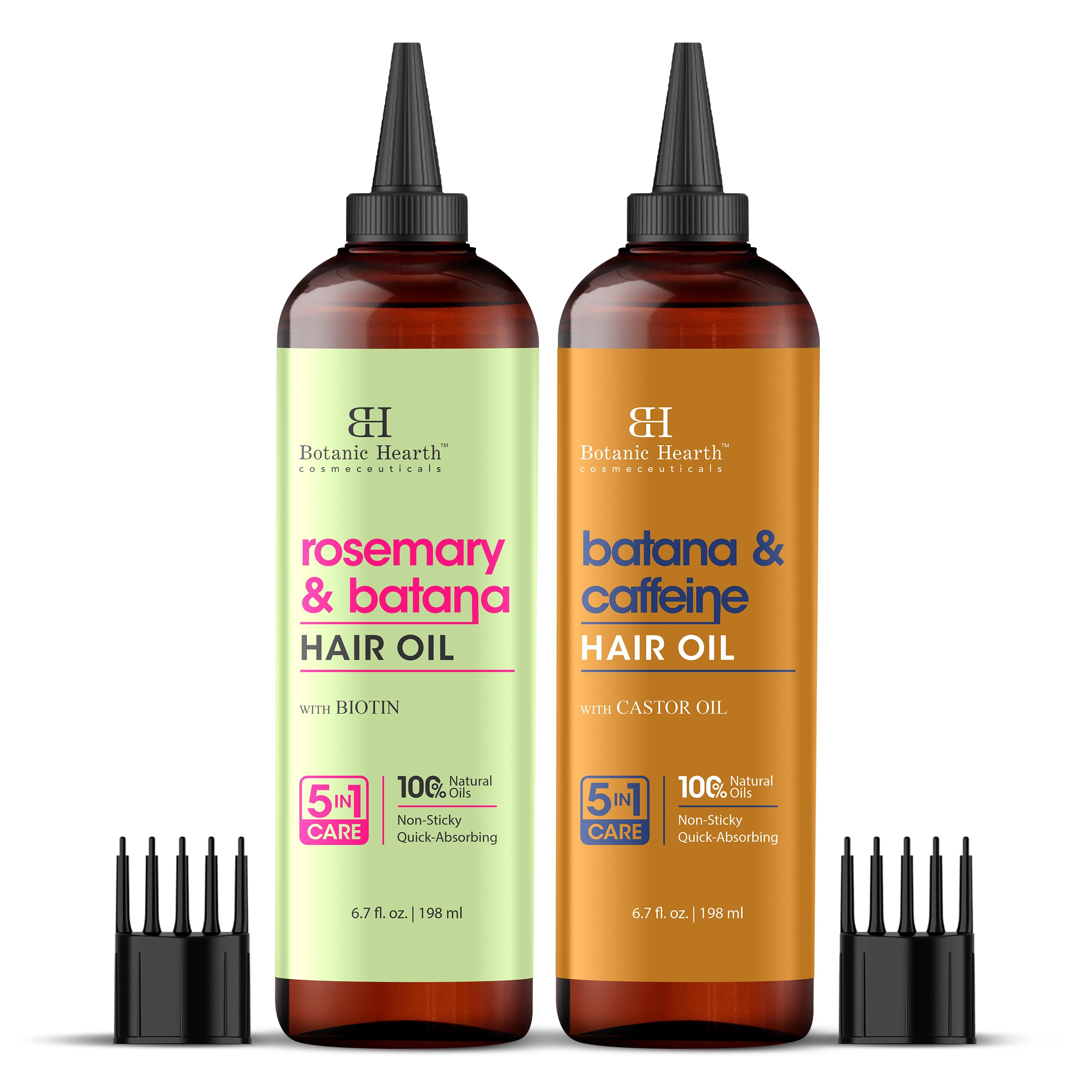 Botanic Hearth Rosemary & Batana and Batana & Caffeine Hair Oil Combo Set 6.7 fl oz each