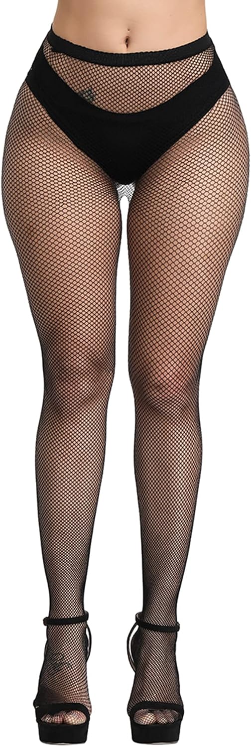 Henwarry Women's Fishnet Stockings Thigh High Wide Fishnet Tights