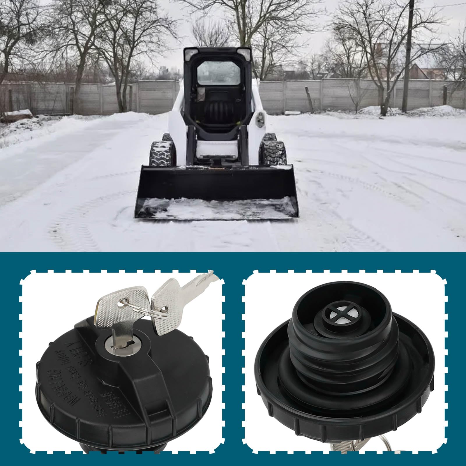 1Set Tappo Carburante Con Chiavi Di Ricambio 6661696 Compatibile Con Bobcat Caricatori 751 753 763 773 853 863 873 883 Nero