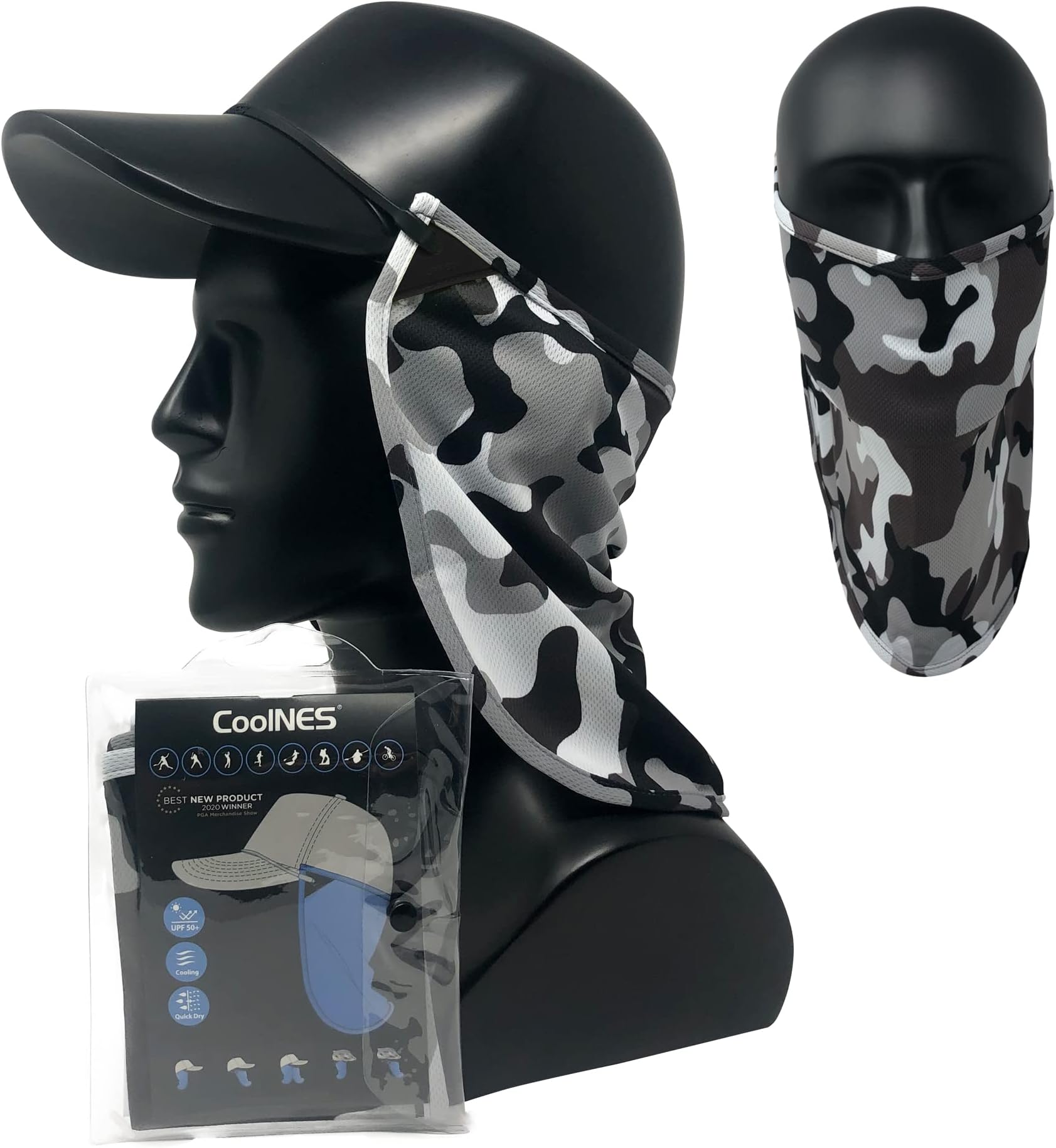 CoolNES - UV Sun Protection Neck Drape Adjustable Multifunctional 2 in 1 Face Covering for Outdoor Fishing - Unisex