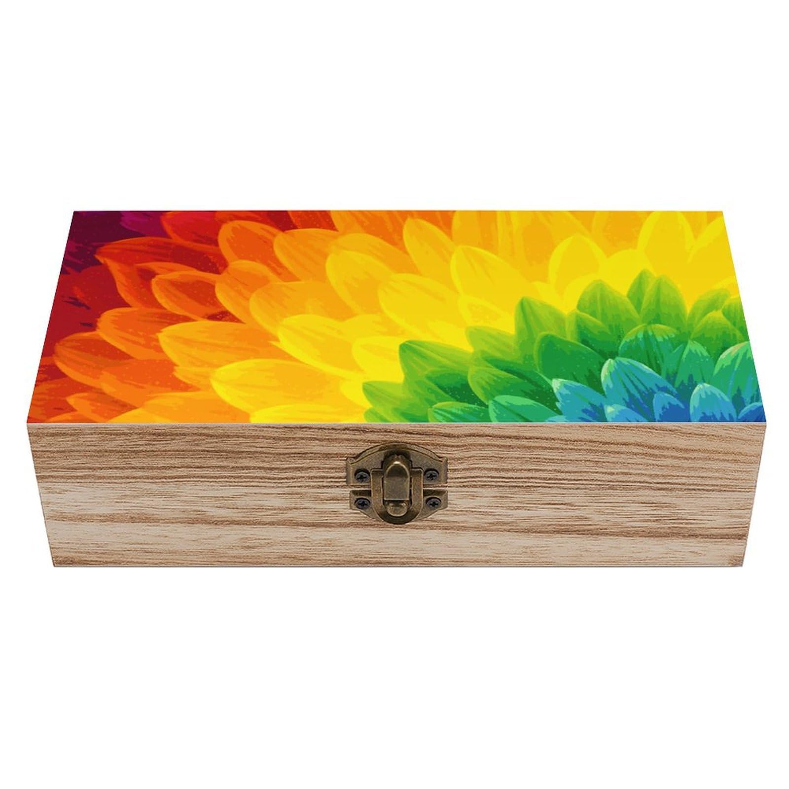 Sunflower Rainbow Wooden Storage Box Exquisite Durable Wood Gift Case Sturdy Vintage Jewelry Wooden Chest for Art Hobbies Storage Keepsake Gift