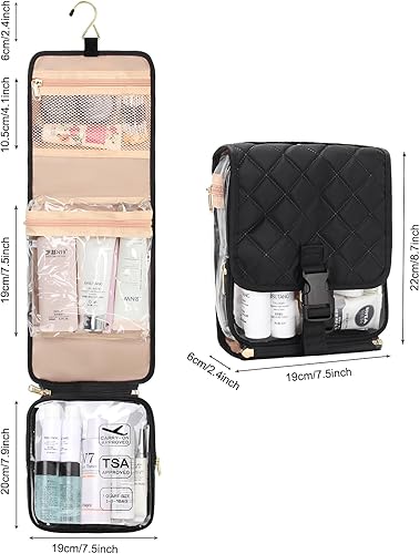Miniatura 6 de Relavel Neceser de viaje para hombres y mujeres con bolsa de aseo desmontable aprobada por la TSA, bolsa de aseo compacta para colgar con pequeño