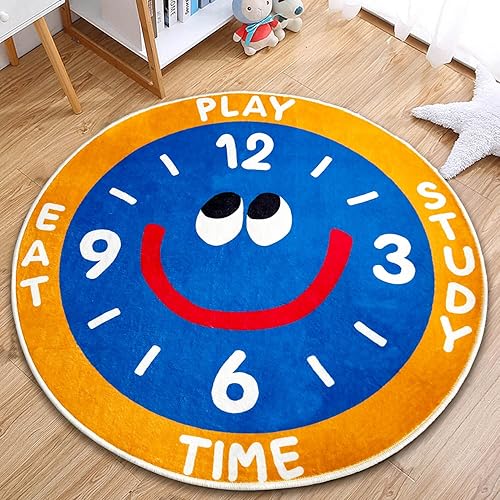 Miniatura 1 de FOMAILE Alfombra para niños, alfombra peluda para dormitorio de los niños, colección suave para jugar, alfombra redonda de aprendizaje y juego para
