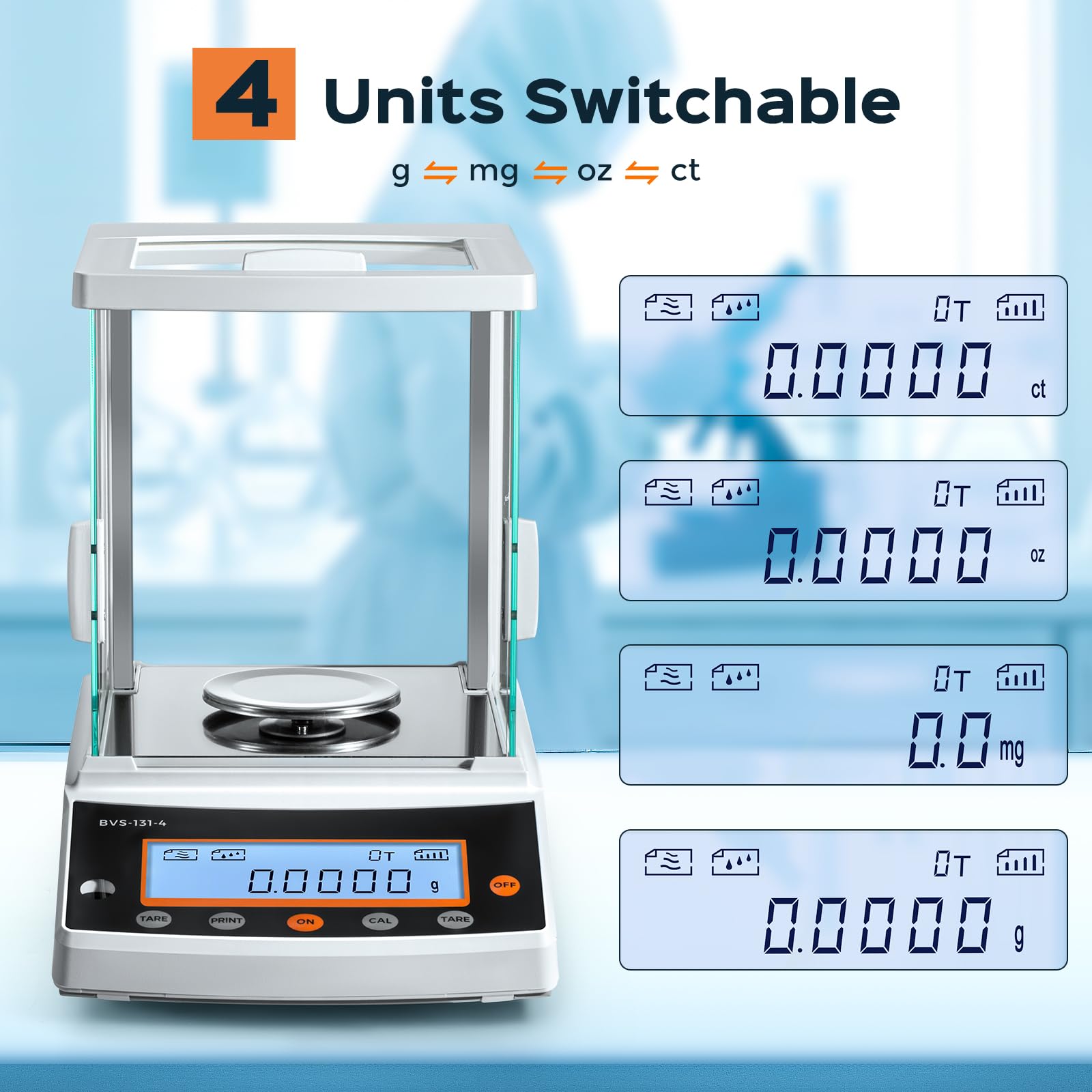 Bonvoisin Balanza analítica de 0,0001 g, báscula de laboratorio de alta precisión de 0,1 mg, escala científica electrónica para farmacia, laboratorio, joyería (120 g)