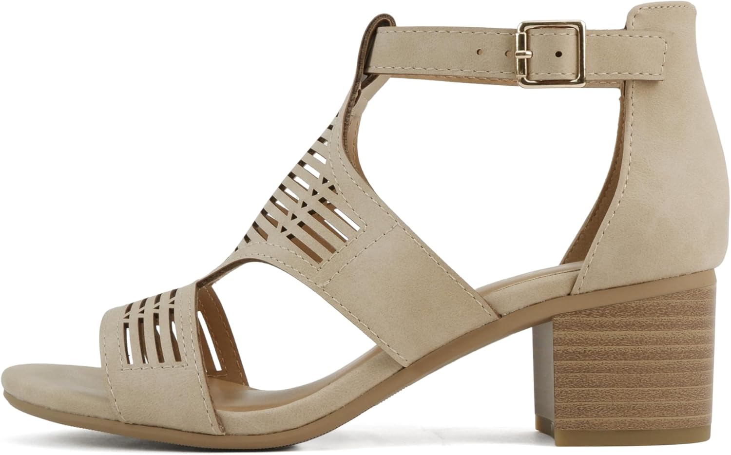Soda “Norway” ~ Women Open Toe Closed Back Counter Cutout Upper Low Block Heel Sandal with Adjustable Ankle Strap