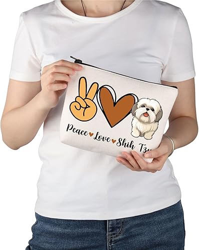 Miniatura 6 de PWHAOO Shih Tzu Lover Gift Peace Love Shih Tzu Bolsa de Maquillaje Shih Tzu Perro Mamá Bolsa de Cosméticos Shih Tzu Dueño Regalo Cachorro Amante de