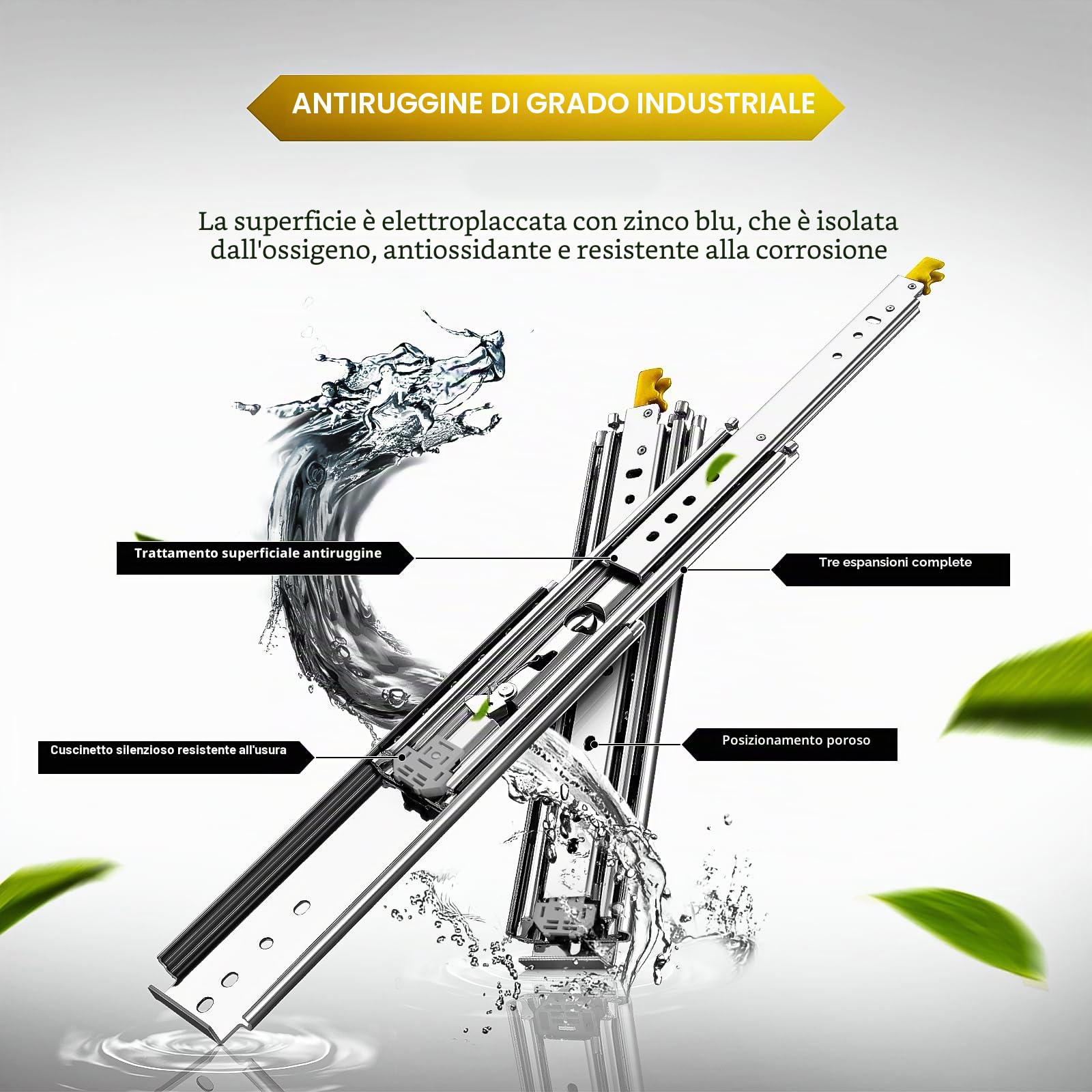 AOLISHENG 600mm guide per cassetti pesanti con serratura, capacità di carico 210kg, guide cassetto pesante estrazione totale, cursori a sfera, montaggio laterale, 1 paio