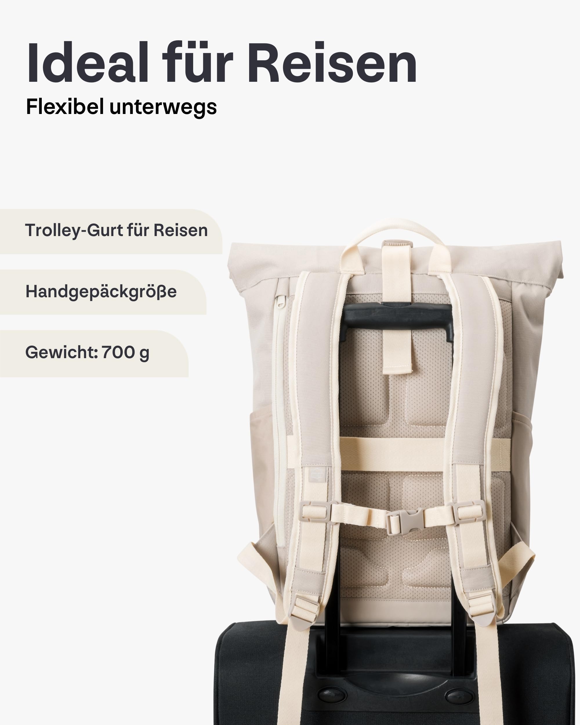 Johnny Urban Allen Medium Rolltop Rucksack 15L Wasserabweisend Beige Damen Herren